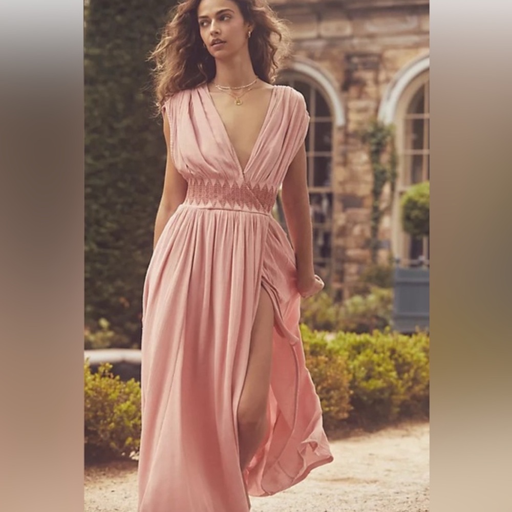 Free People Devon Maxi Dress Rose XS Boho Greek Goddess